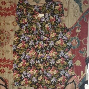 Ann Taylor Black Multicolor Floral Blouse